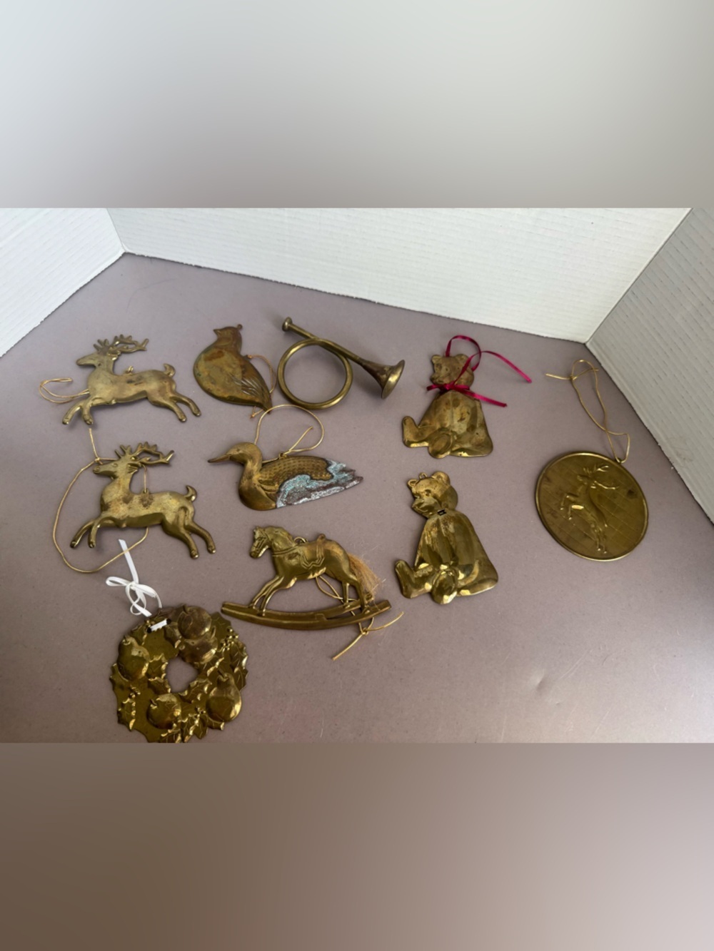Vintage Department 56 Gold-Tone Brass Holiday Ornament Set of 10